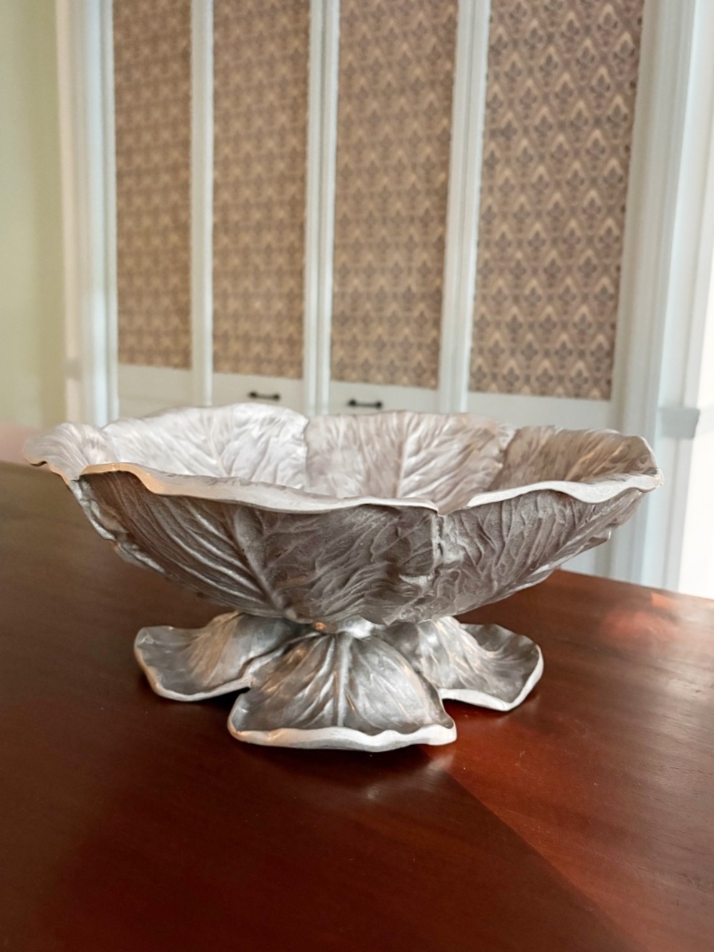 Vintage large metal footed cabbage bowl
